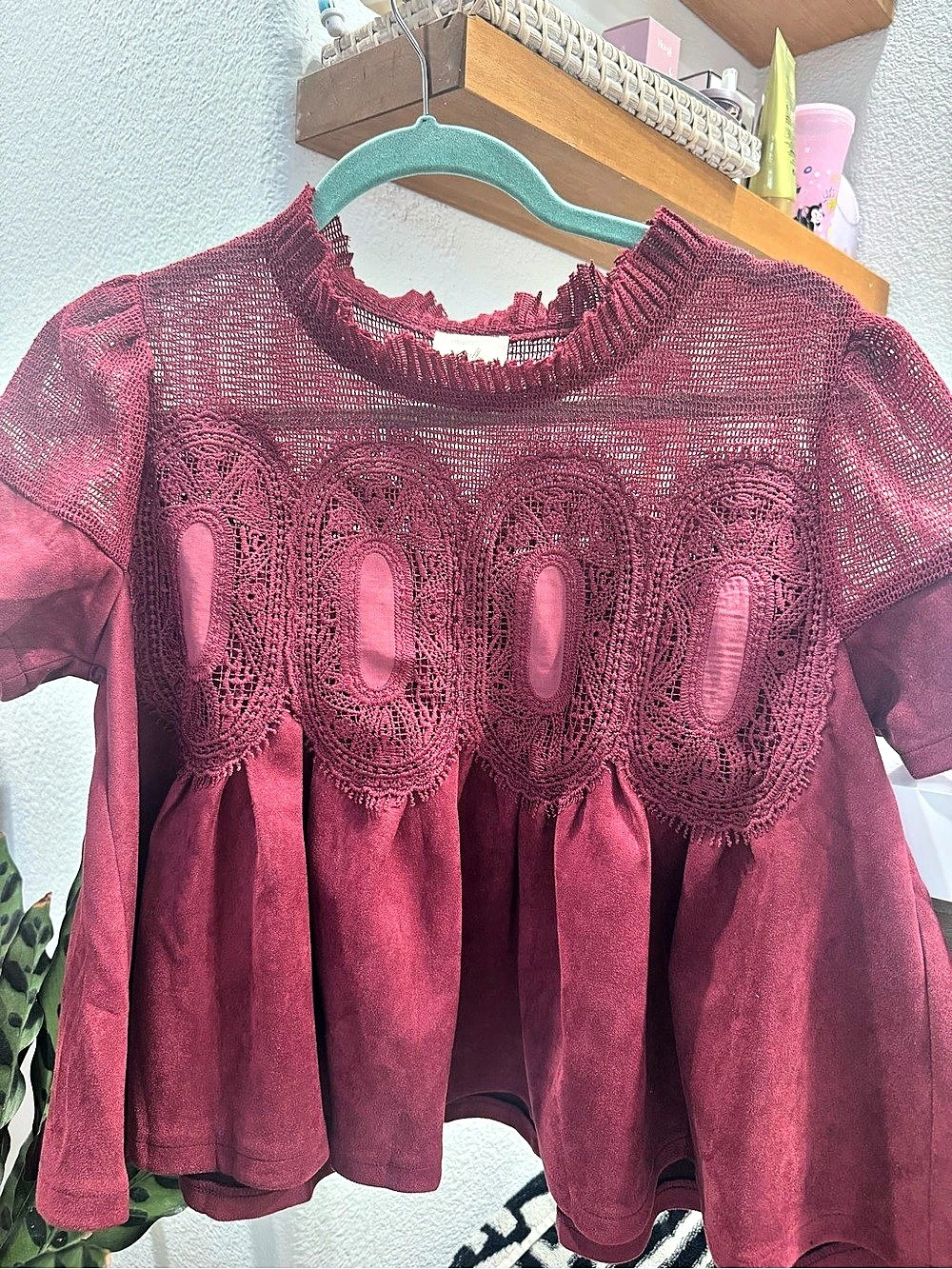 Red Short Sleeve Peplum Blouse NWOT